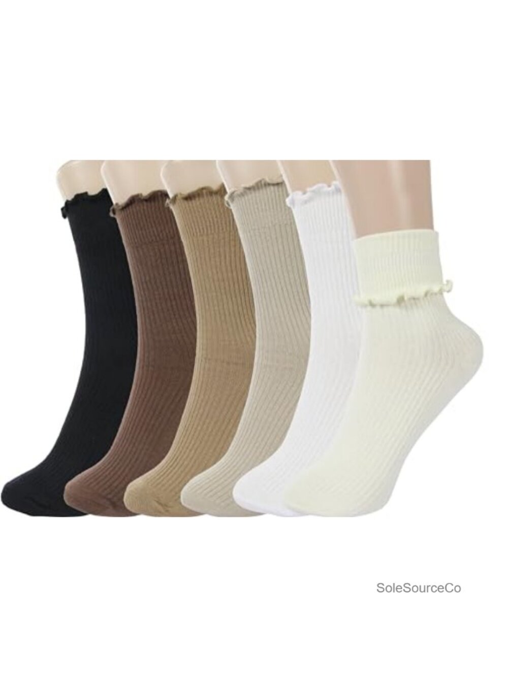 Ruffle Socks Turn-Cuff Frilly Cotton Crew Socks